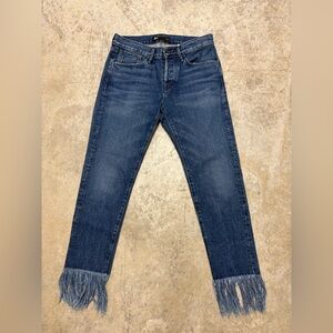 Fringe Hem Blue Jeans‎
